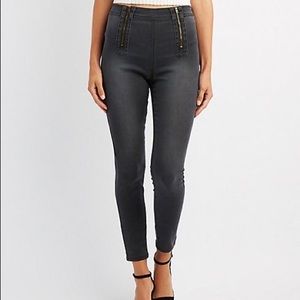 High Rise Double Zipper Skinny Jeans